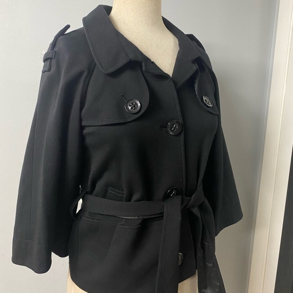 THEORY AMADI BELTED CROPPED TRENCH COAT UTILITY JACKET BELLED SLEEVES - Picture 7 of 11